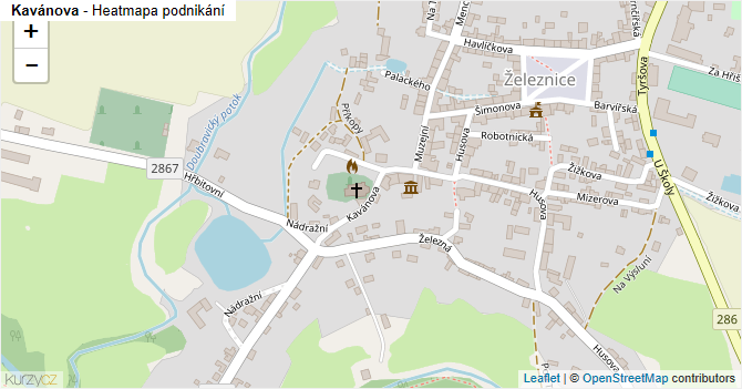 Kavánova - mapa podnikání
