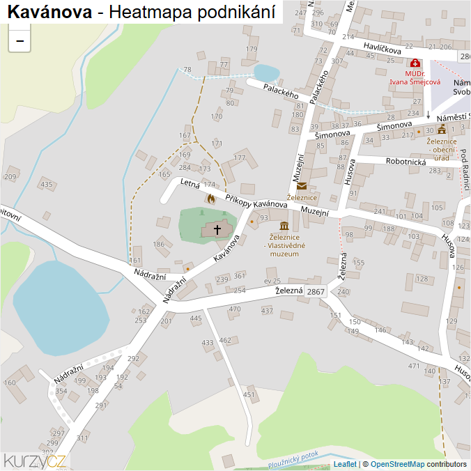 Mapa Kavánova - Firmy v ulici.