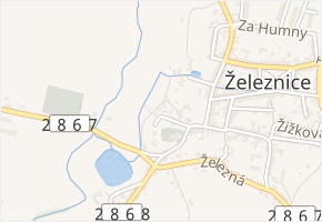Letná v obci Železnice - mapa ulice