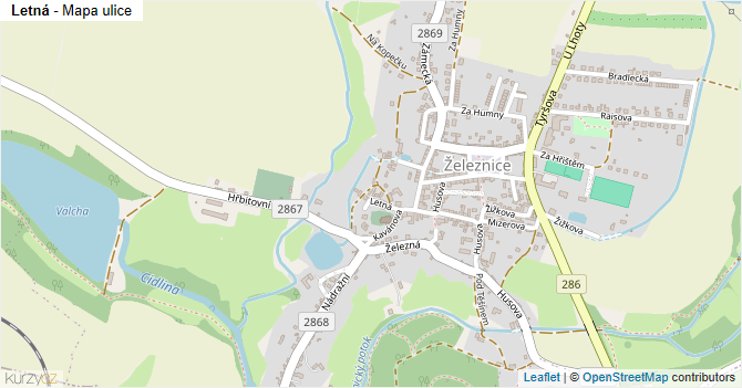 Letná - mapa ulice