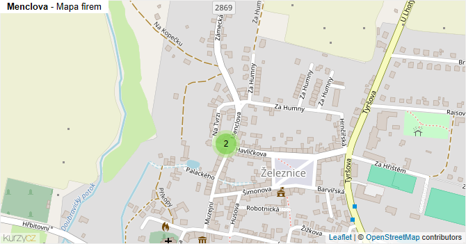 Menclova - mapa firem