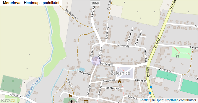 Menclova - mapa podnikání