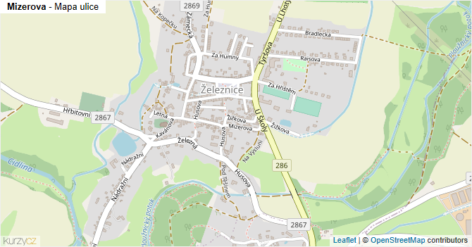 Mizerova - mapa ulice