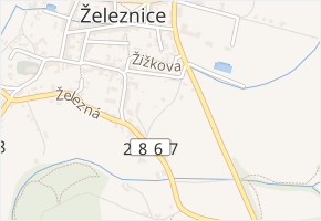 Na Výsluní v obci Železnice - mapa ulice