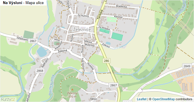 Na Výsluní - mapa ulice