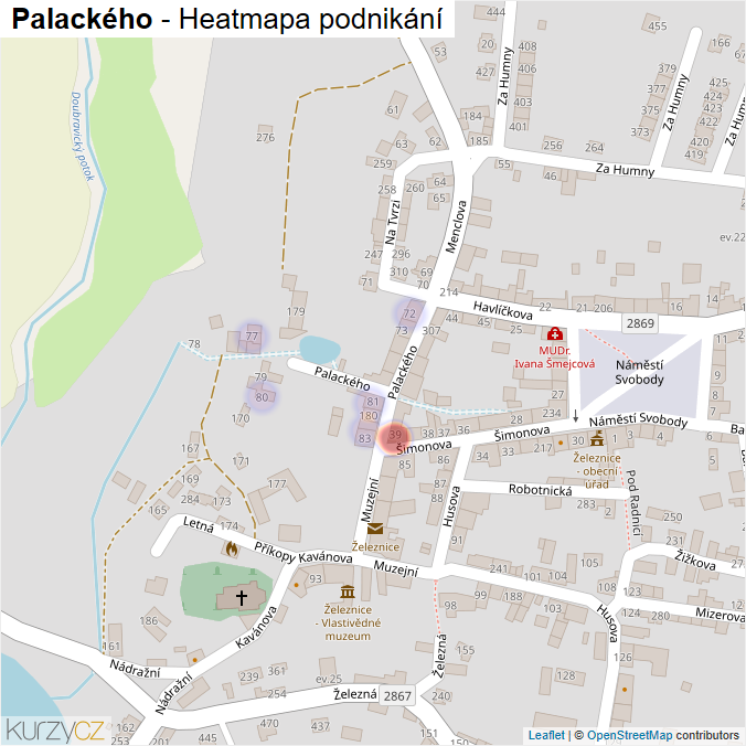 Mapa Palackého - Firmy v ulici.