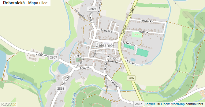 Robotnická - mapa ulice