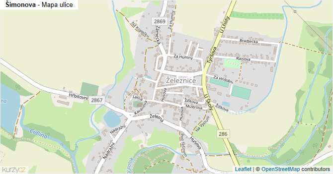 Šimonova - mapa ulice