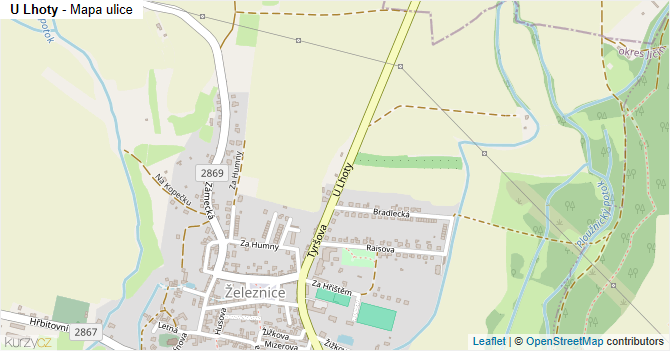 U Lhoty - mapa ulice