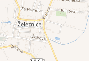 U Školy v obci Železnice - mapa ulice