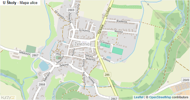 U Školy - mapa ulice