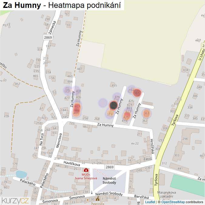 Mapa Za Humny - Firmy v ulici.
