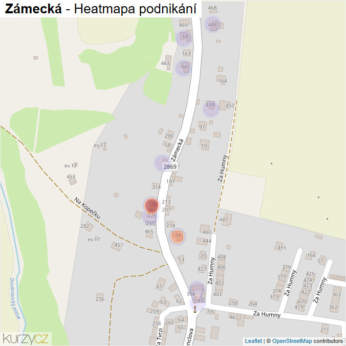 Mapa Zámecká - Firmy v ulici.