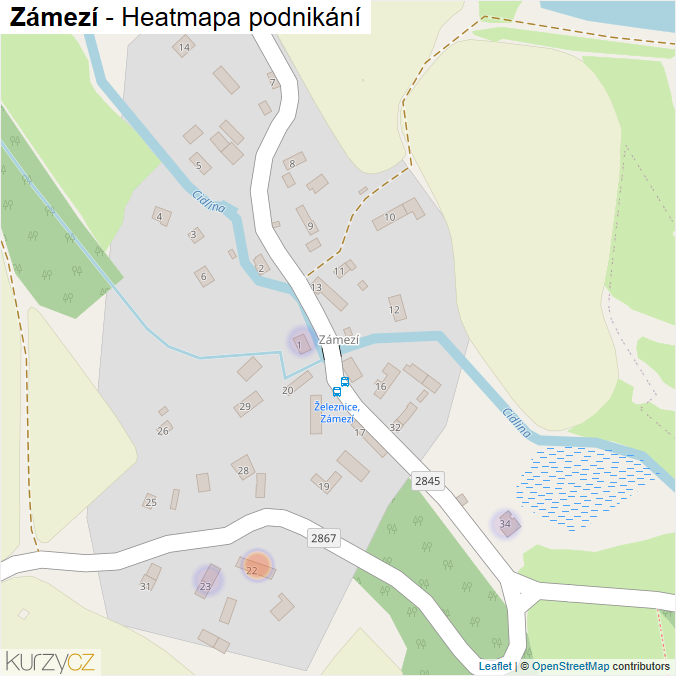 Mapa Zámezí - Firmy v části obce.