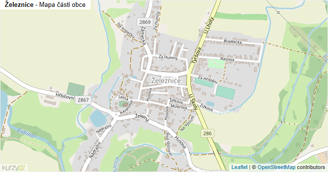 Železnice - mapa části obce
