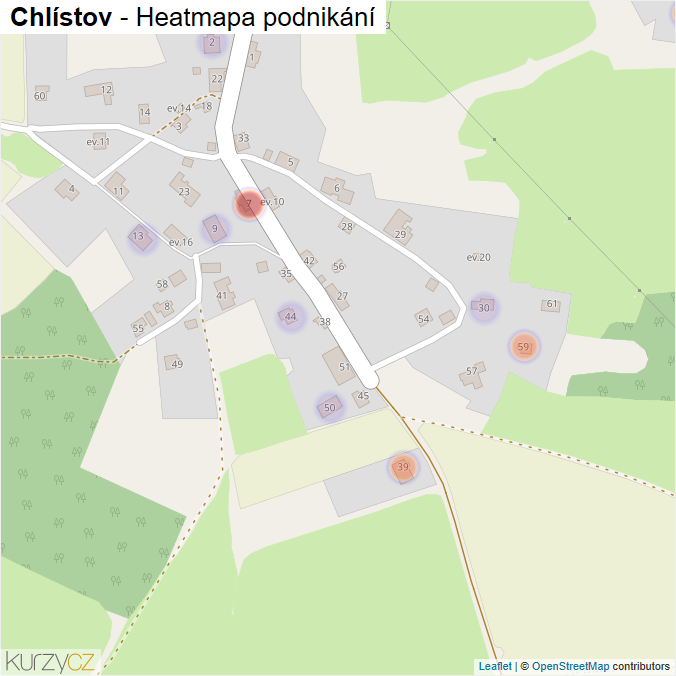 Mapa Chlístov - Firmy v části obce.