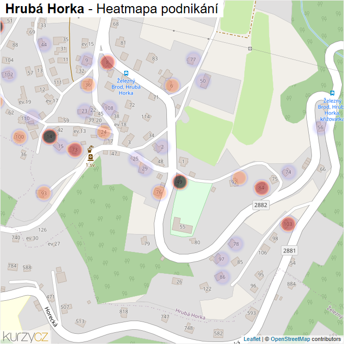 Mapa Hrubá Horka - Firmy v části obce.
