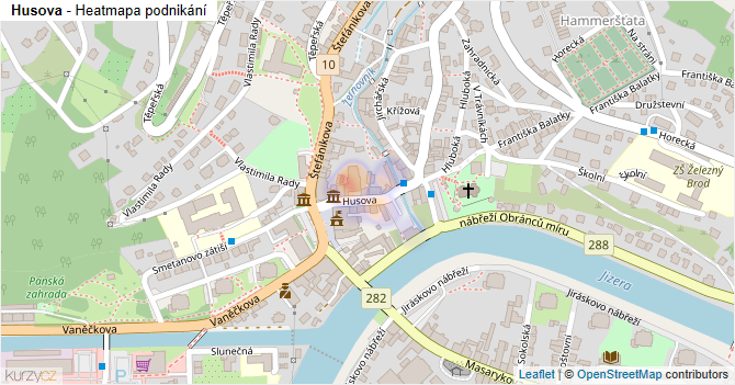 Husova - mapa podnikání
