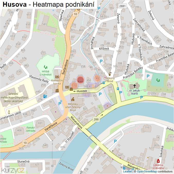 Mapa Husova - Firmy v ulici.
