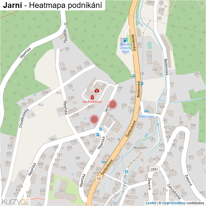 Mapa Jarní - Firmy v ulici.