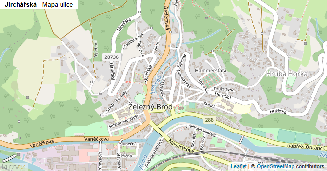 Jirchářská - mapa ulice
