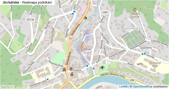 Jirchářská - mapa podnikání