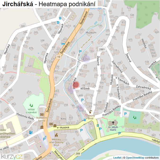 Mapa Jirchářská - Firmy v ulici.