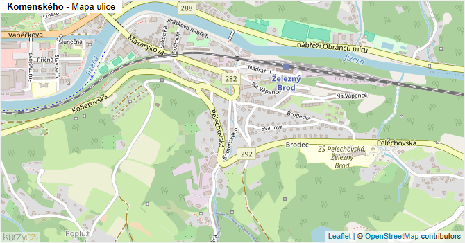 Komenského - mapa ulice