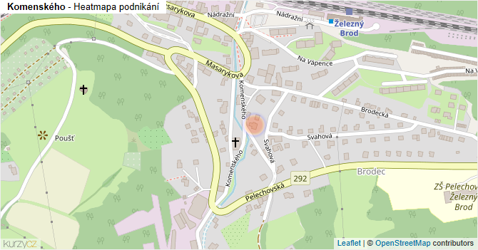 Komenského - mapa podnikání
