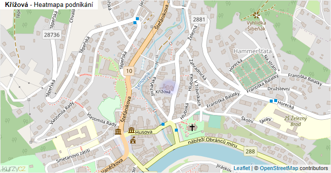 Křížová - mapa podnikání