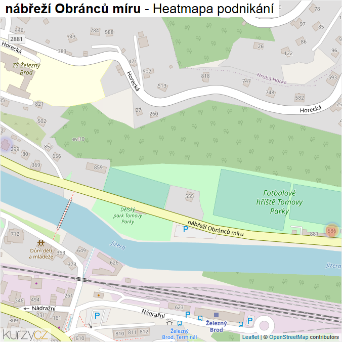 Mapa nábřeží Obránců míru - Firmy v ulici.