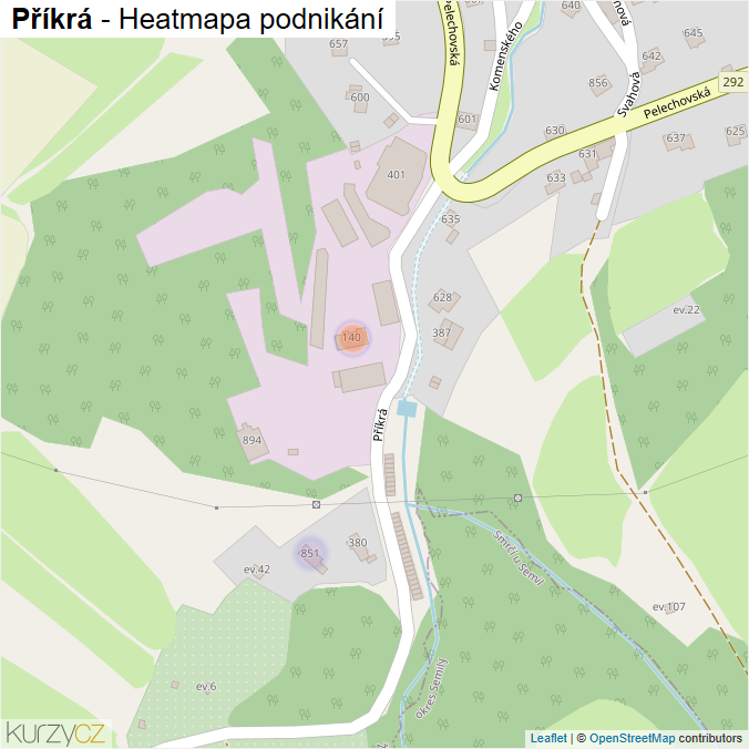 Mapa Příkrá - Firmy v ulici.