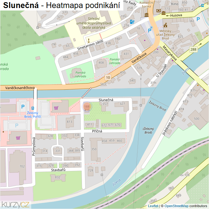 Mapa Slunečná - Firmy v ulici.
