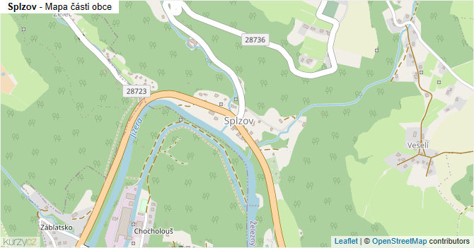Splzov - mapa části obce