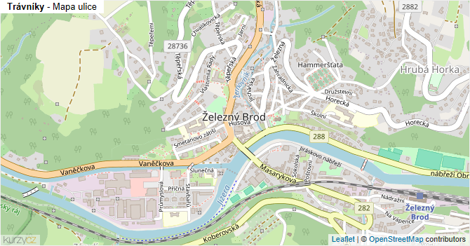 Trávníky - mapa ulice