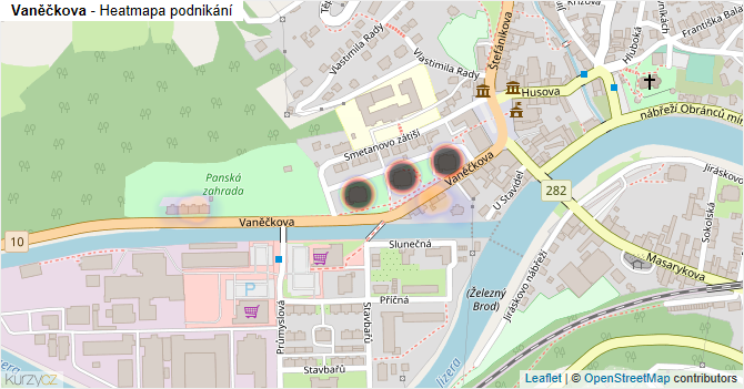 Vaněčkova - mapa podnikání