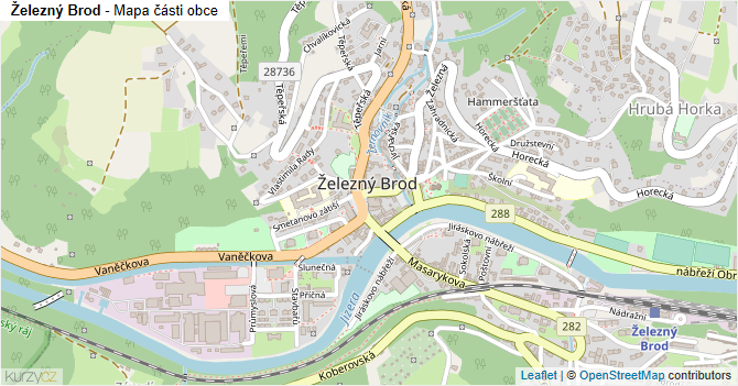Železný Brod - mapa části obce
