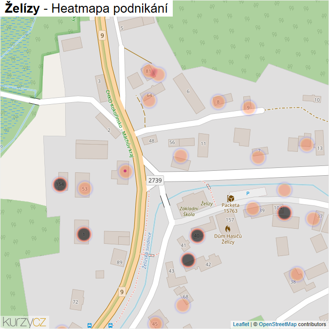 Mapa Želízy - Firmy v obci.