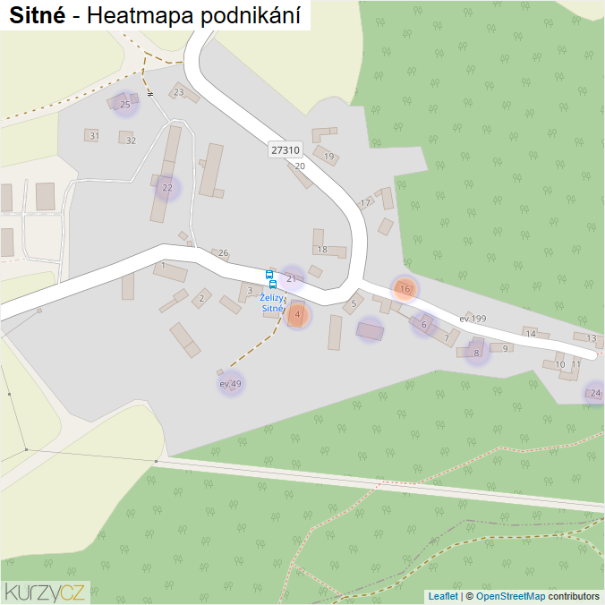 Mapa Sitné - Firmy v části obce.