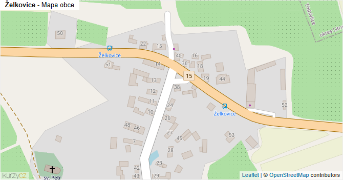 Želkovice - mapa obce