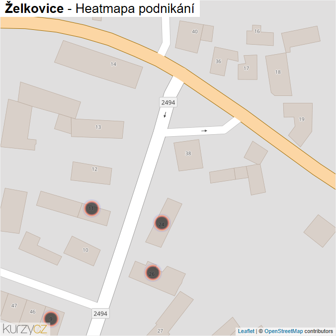 Mapa Želkovice - Firmy v obci.