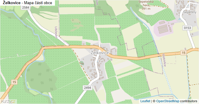 Želkovice - mapa části obce