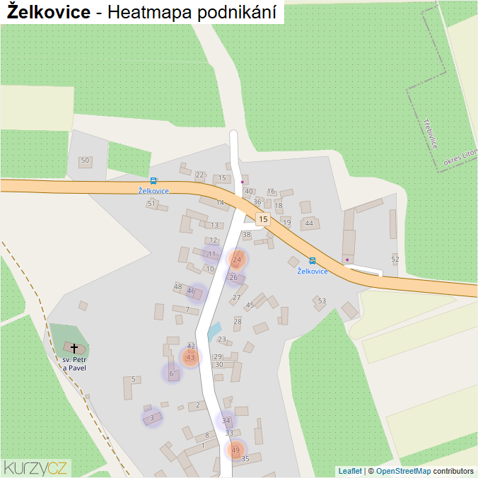 Mapa Želkovice - Firmy v části obce.