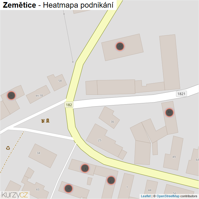 Mapa Zemětice - Firmy v obci.