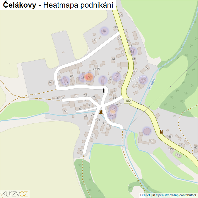 Mapa Čelákovy - Firmy v části obce.