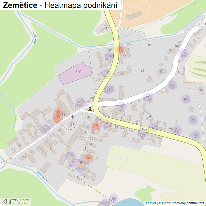 Mapa Zemětice - Firmy v části obce.