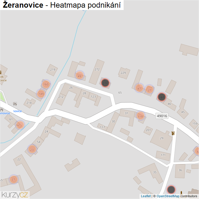 Mapa Žeranovice - Firmy v obci.