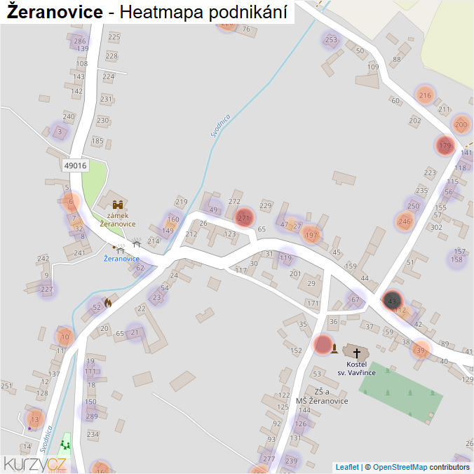 Mapa Žeranovice - Firmy v části obce.