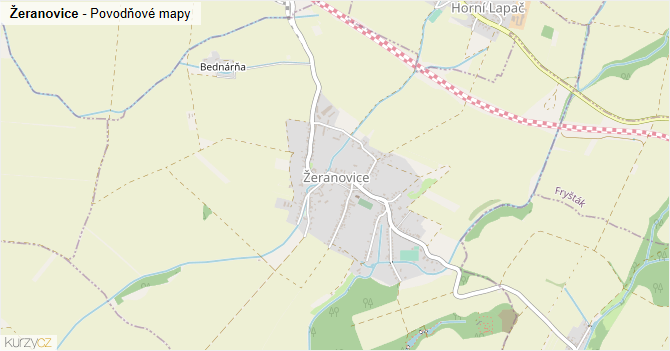 Žeranovice - záplavové mapy stoleté vody