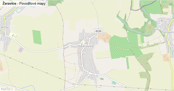 Žeravice - záplavové mapy stoleté vody